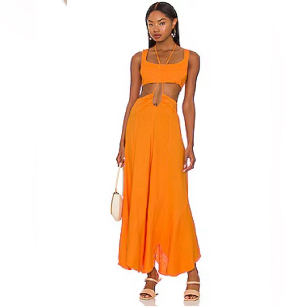 Cult Gaia Eileen Waist Cutout Dress, Revolve Apricot, NWT, Size L - Picture 2 of 11
